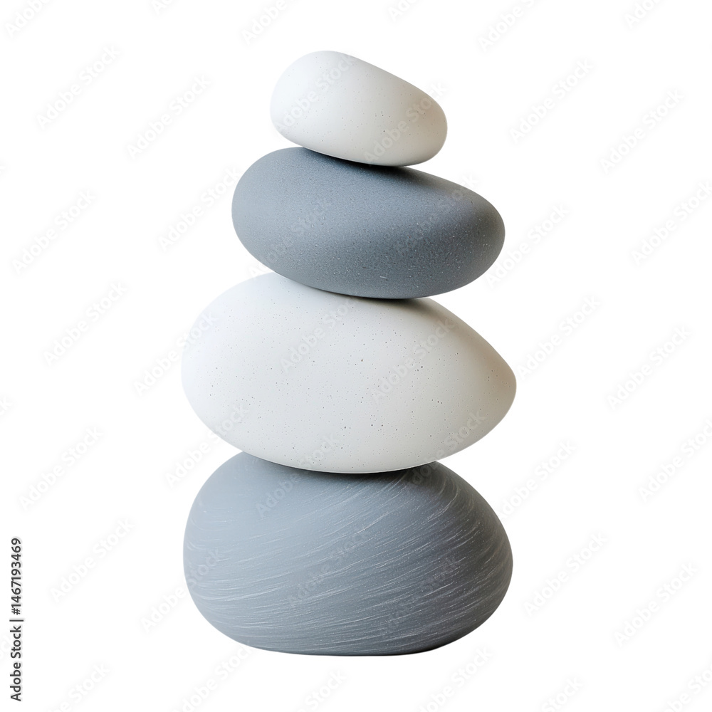 stack of zen stones isolated on transparent background