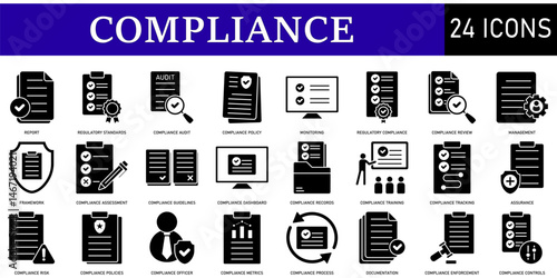 Set of Compliance Icons or symbols Vector fully editable file.