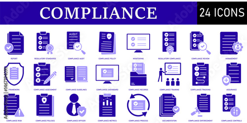 Set of Compliance Icons or symbols Vector fully editable file.
