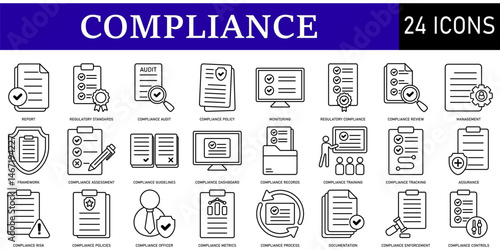 Set of Compliance Icons or symbols Vector fully editable file.