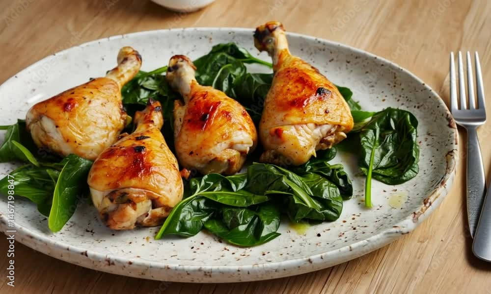 Roasted Chicken Drumsticks with Spinach Roasted Chicken Drumsticks with Spinach