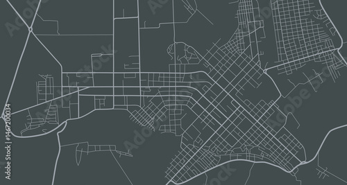 Line scheme of roads. Town streets on the plan. Urban environment, architectural background. Petropavlovsk city map. Vector
