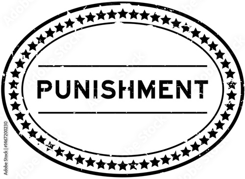 Grunge black punishment word oval rubber seal stamp on white background