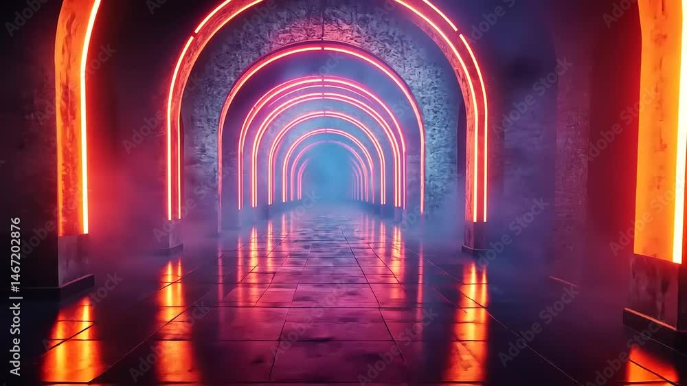 Neon Glow in Dark Tunnel Space Neon Glow in Dark Tunnel Space
