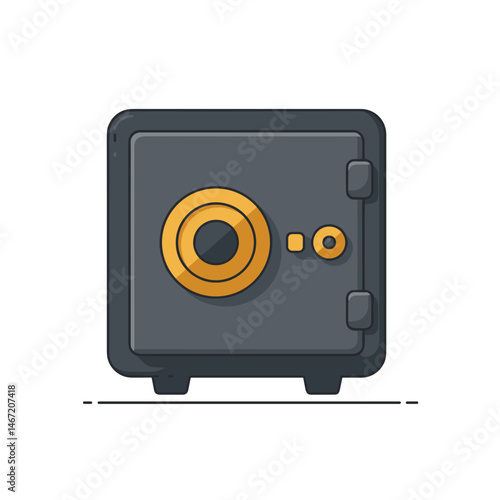 Secure safe with a golden lock on a white background representing financial security
