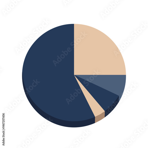 3D pie chart representing data distribution on a white background
