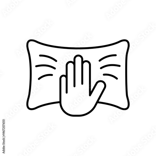 Memory foam icon with contour effect symbolizing pressure relief and adaptive support ideal for ergonomic pillow branding and sleep tech visuals line icon in vector with editable stroke
