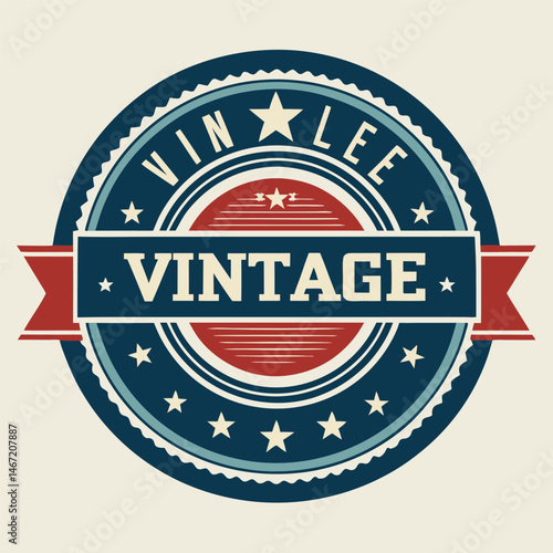 Vintage Retro Military Star Shield Emblem Badge Design