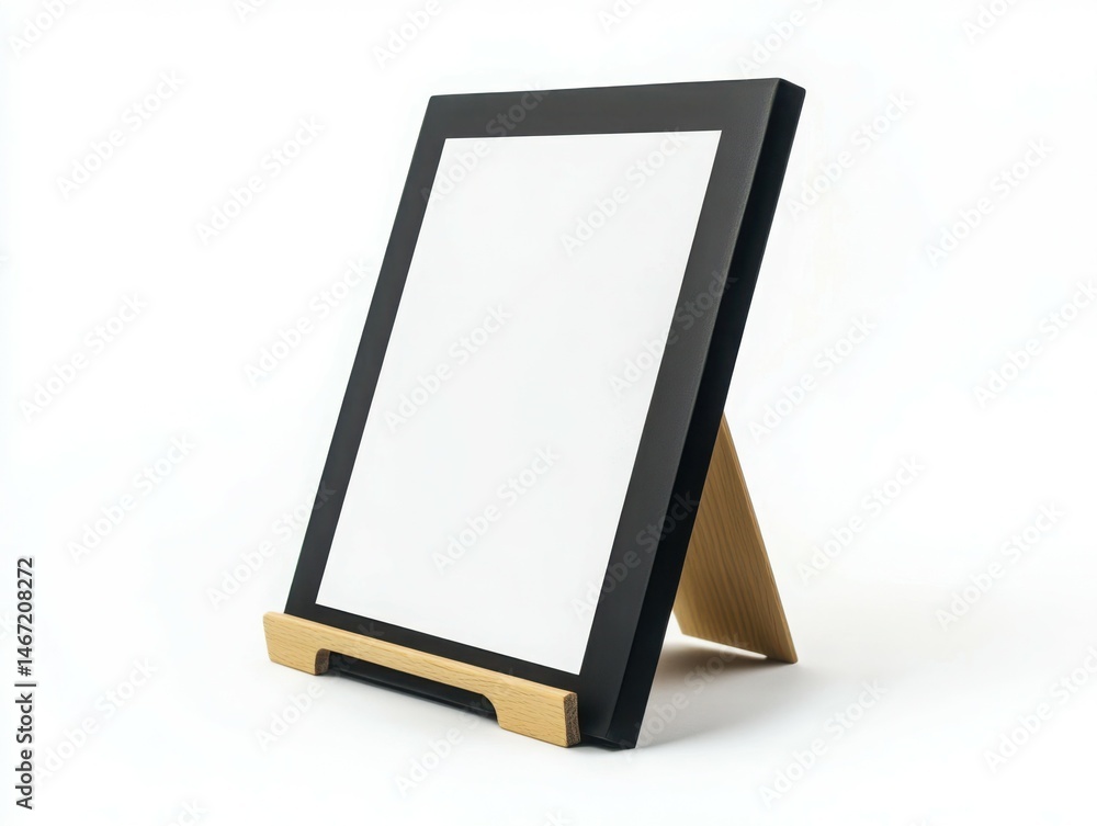 Blank photo frame mockup with easel isolated on white background Blank photo frame mockup with easel isolated on white background