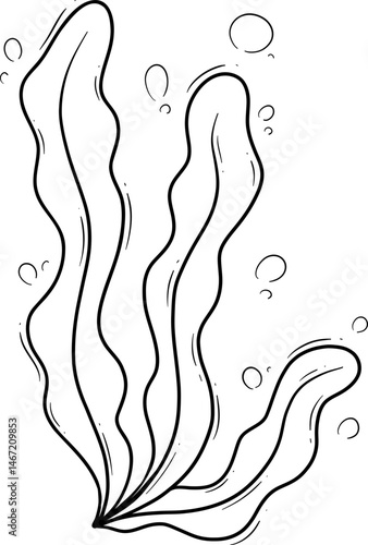 seaweed algae cartoon outline