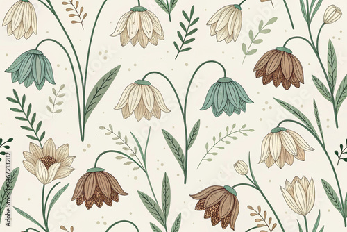 Seamless pattern with flowers