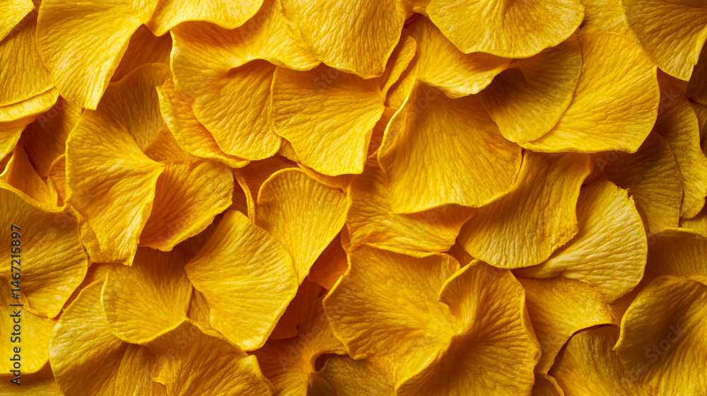 Rinse the yellow potato chips with water and turn them into crisp, ridged textures for an eye-catching background Rinse the yellow potato chips with water and turn them into crisp, ridged textures for an eye-catching background