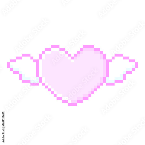 ピクセルアートなミニエンジェルハート♪PNG
