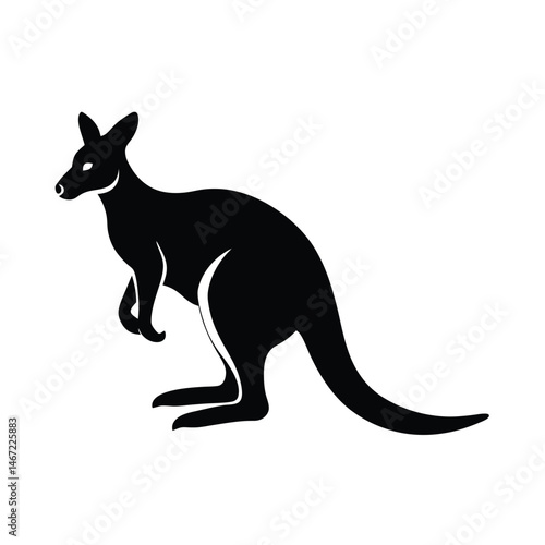 Bounding Wallaby Vector Silhouette Illustration