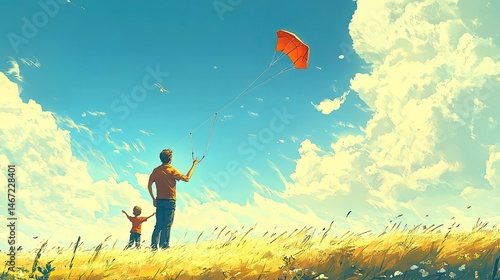 Wallpaper Mural A joyful father carries his smiling young son on his shoulders in a sunny park. Torontodigital.ca