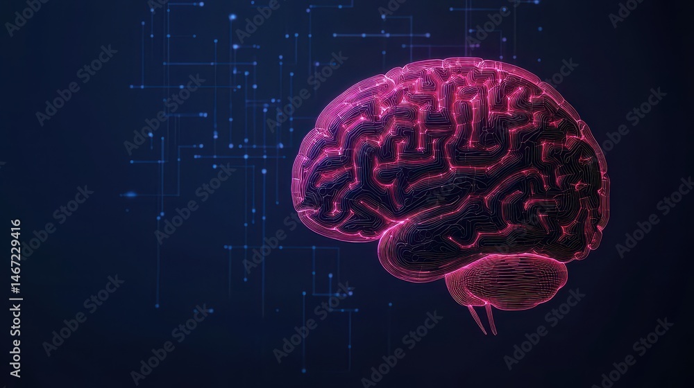 A glowing digital brain illustration on a dark background with circuit-like lines, symbolizing artificial intelligence and technology. A glowing digital brain illustration on a dark background with circuit-like lines, symbolizing artificial intelligence and technology.