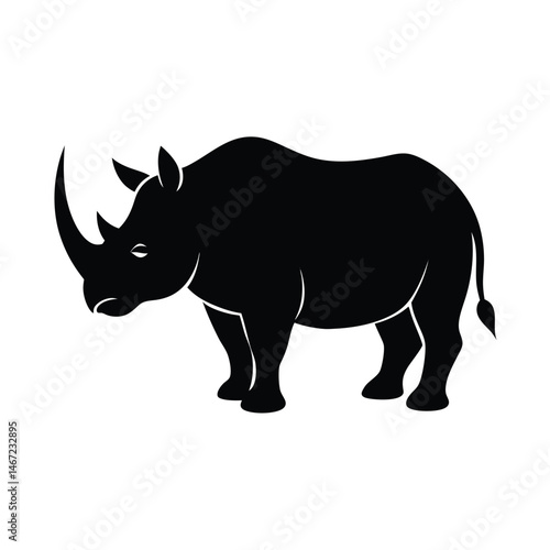 Charging Black Rhino Vector Silhouette Art