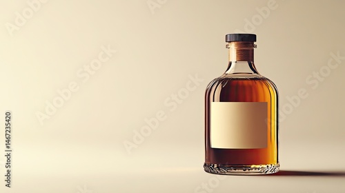 Mockup of a miniature liquor bottle with an empty label for product packaging and branding