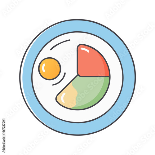 Visual representation of balanced diet plate with protein carbs and vegetables illustration