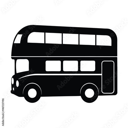 Double Decker Bus Vector Silhouette Art