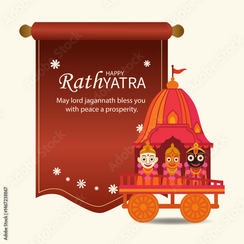 Colorful Rath Yatra Festival Chariot with Lord Jagannath Illustration