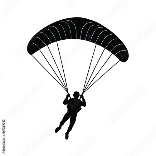 Paragliding Person Vector Silhouette