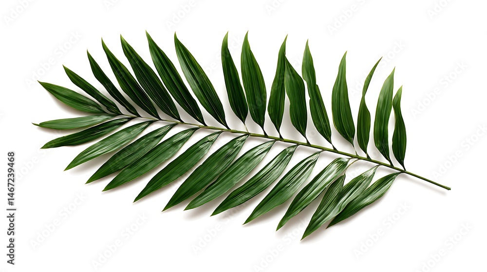 Tropical green palm leaf, cut out, on white or Tropical green palm leaf, cut out, on white or