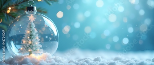 Magical Christmas snow globe with illuminated tree