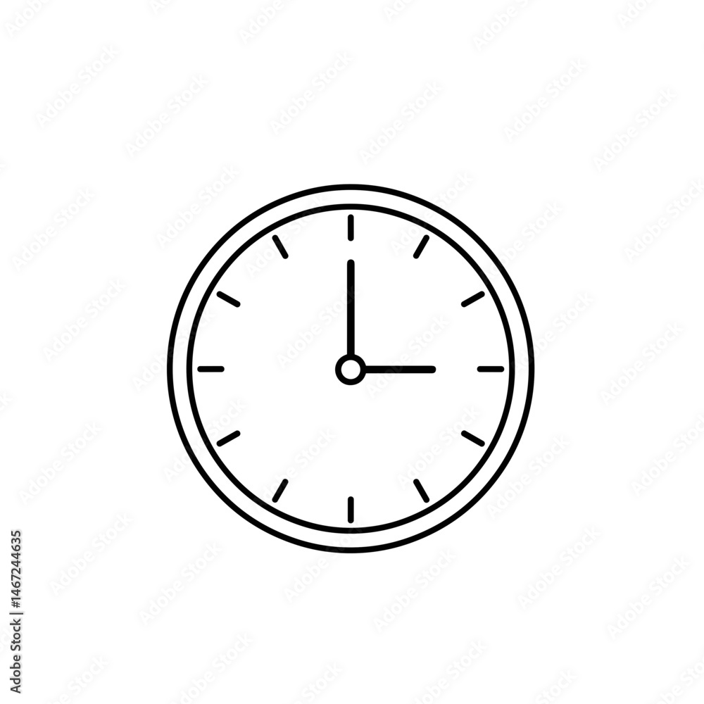 Classic clock icon black and white with full tick marks Classic clock icon black and white with full tick marks
