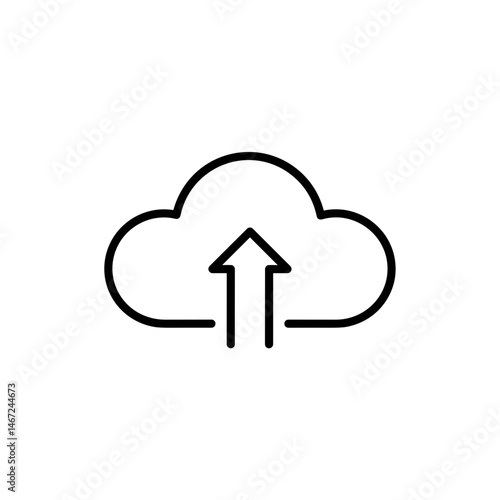  Cloud upload icon black and white with vertical arrow