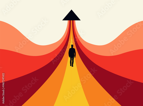 Man Silhouette Arrow Upward Growth Progress Success Journey