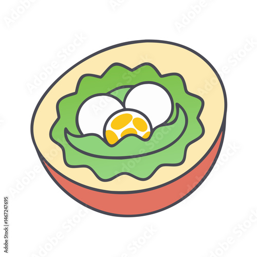 Illustration of healthy breakfast eggs food nutrition protein diet yolk eggshell concept vector