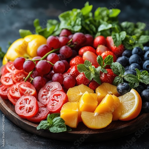 plate with fruits and berries