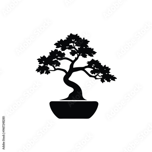 Bonsai Trimmer Vector Silhouette Art