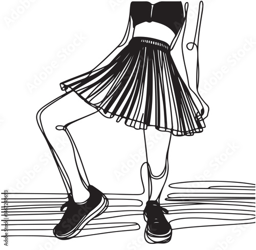 Fashion models. Sketch. Woman in skirt. Summer outlook