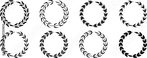 Laurel wreath vector icon. Black laurel wreath frame icon vector illustration. Silhouette vintage collection. Laurel wreaths and branches with leaves. Silhouette laurel foliate wreaths collection