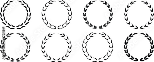 Laurel wreath vector icon. Black laurel wreath frame icon vector illustration. Silhouette vintage collection. Laurel wreaths and branches with leaves. Silhouette laurel foliate wreaths collection
