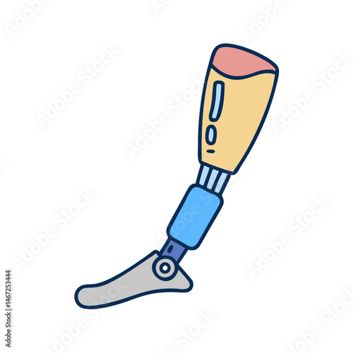 Illustration of prosthetic leg medical device for amputee rehabilitation and mobility aid design
