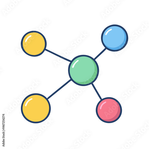 Network connection diagram with nodes and links representing data structure and connectivity concept