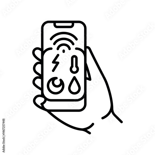 smart predicting utility black line icon.