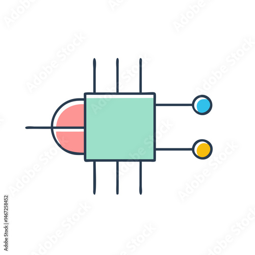Colorful cpu microchip processor technology vector illustration for electronics design