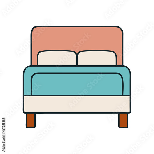 Find comfortable bedroom furniture double bed with pillows and headboard for interior design