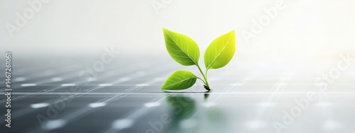 Obraz na płótnie Sprout on solar panel representing eco-friendly power, renewable resources, and the future of sustainable environmental technology
w salonie