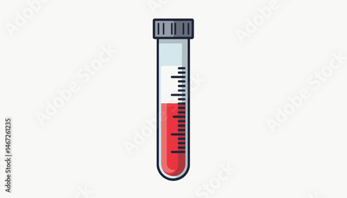 Test tube with red liquid representing laboratory analysis and health, copy space
