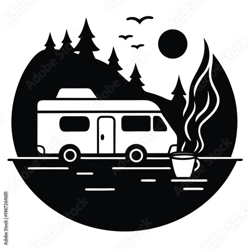 Scenic Camping Adventure Camper Van by the Lake