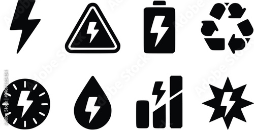 Fotografia Electrify Your Design: Essential Power and Energy Vector Symbols
