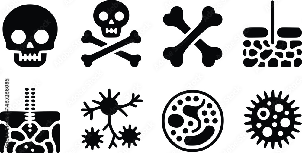Obraz premium Anatomy Hazard Icons Striking Medical Scientific Vector Set