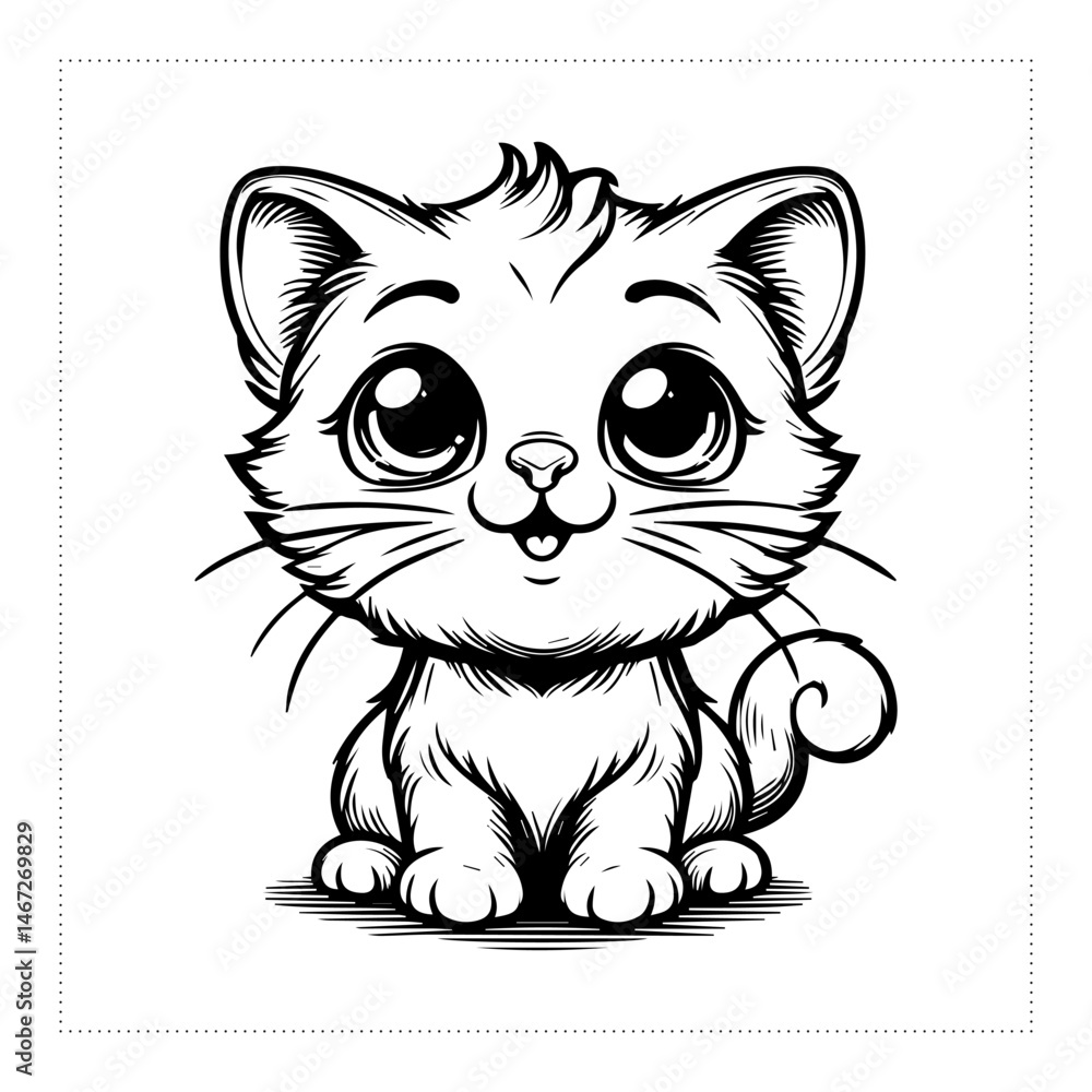 Obraz premium Cute and versatile Cat illustrations for t-shirts, stickers, books, and digital designs—perfect for commercial or personal projects