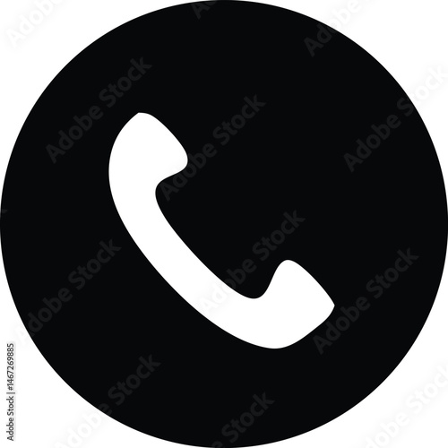 A round black and white phone icon presents a simple call symbol for contact information on the web