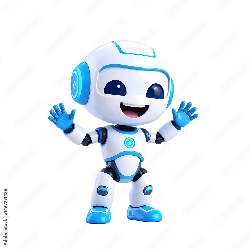 Happy 3D Chatbot Robot Character – Friendly AI Assistant . Artificial intelligence, trendy technology, support service, funny ,futuristic icon Happy 3D Chatbot Robot Character – Friendly AI Assistant . Artificial intelligence, trendy technology, support service, funny ,futuristic icon